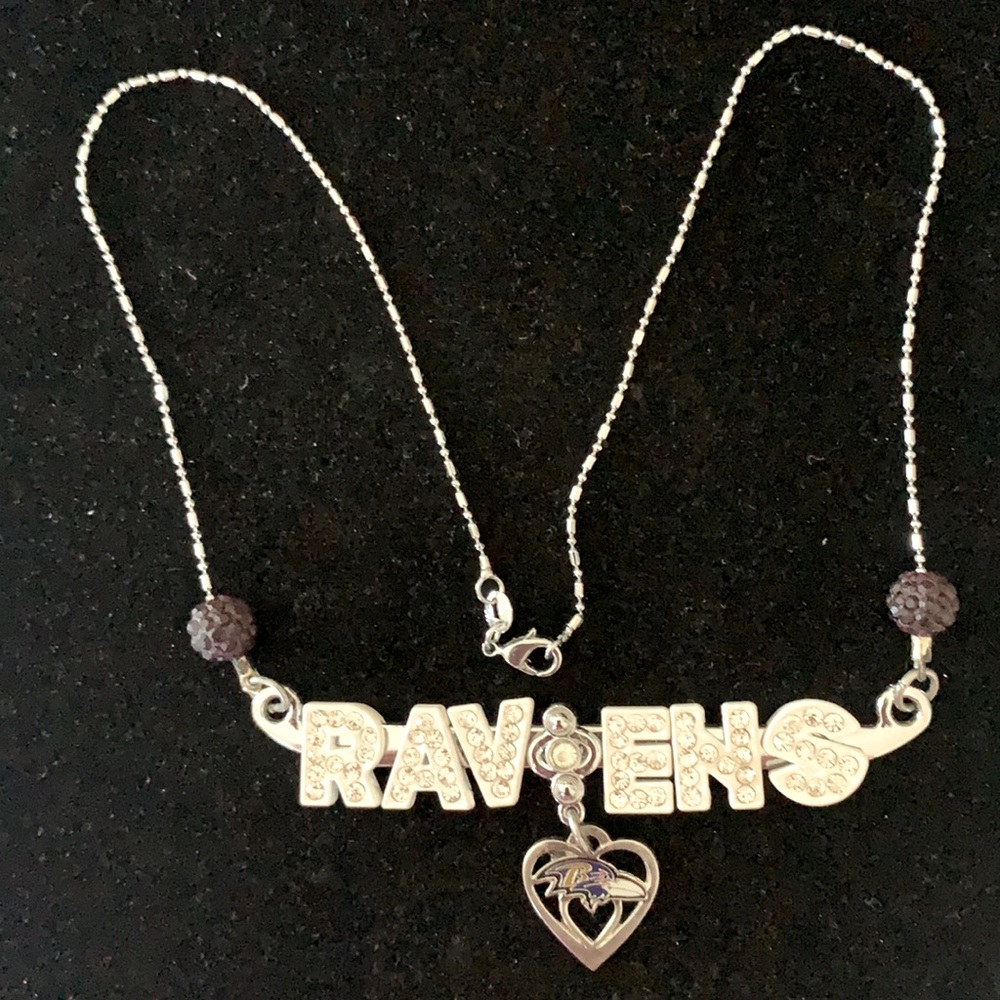 Baltimore Ravens block Name sparkle Ravens on 925 17” chain guc
